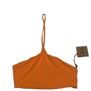 NWT Free People x Toast Swim Halter Signature Apex Bikini Top Nectarine XS